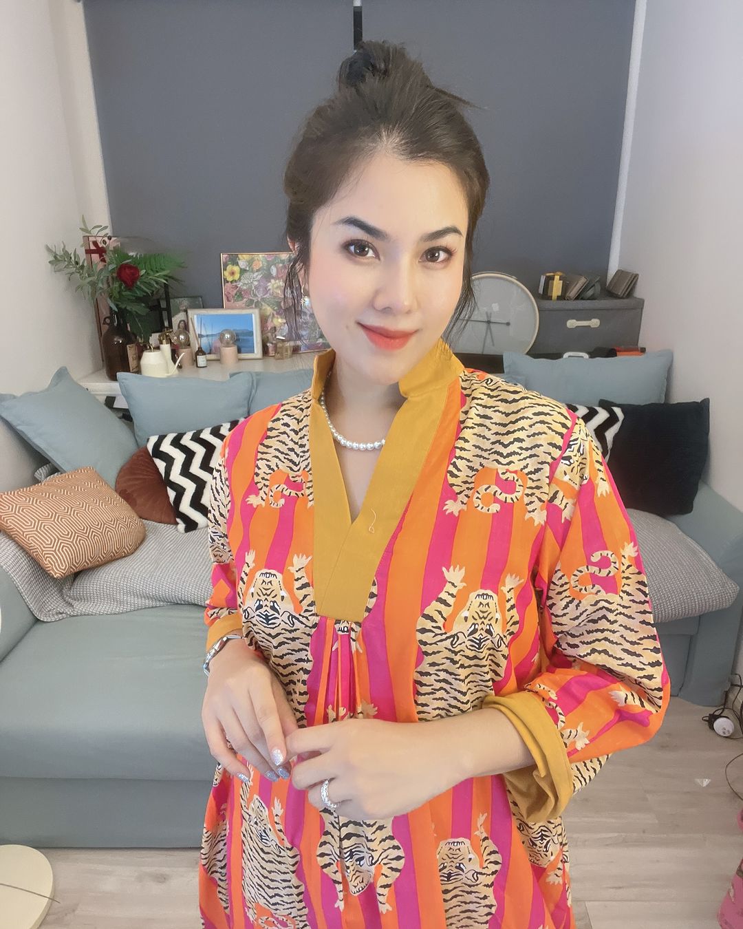 Orange Maharani Style Long Dress