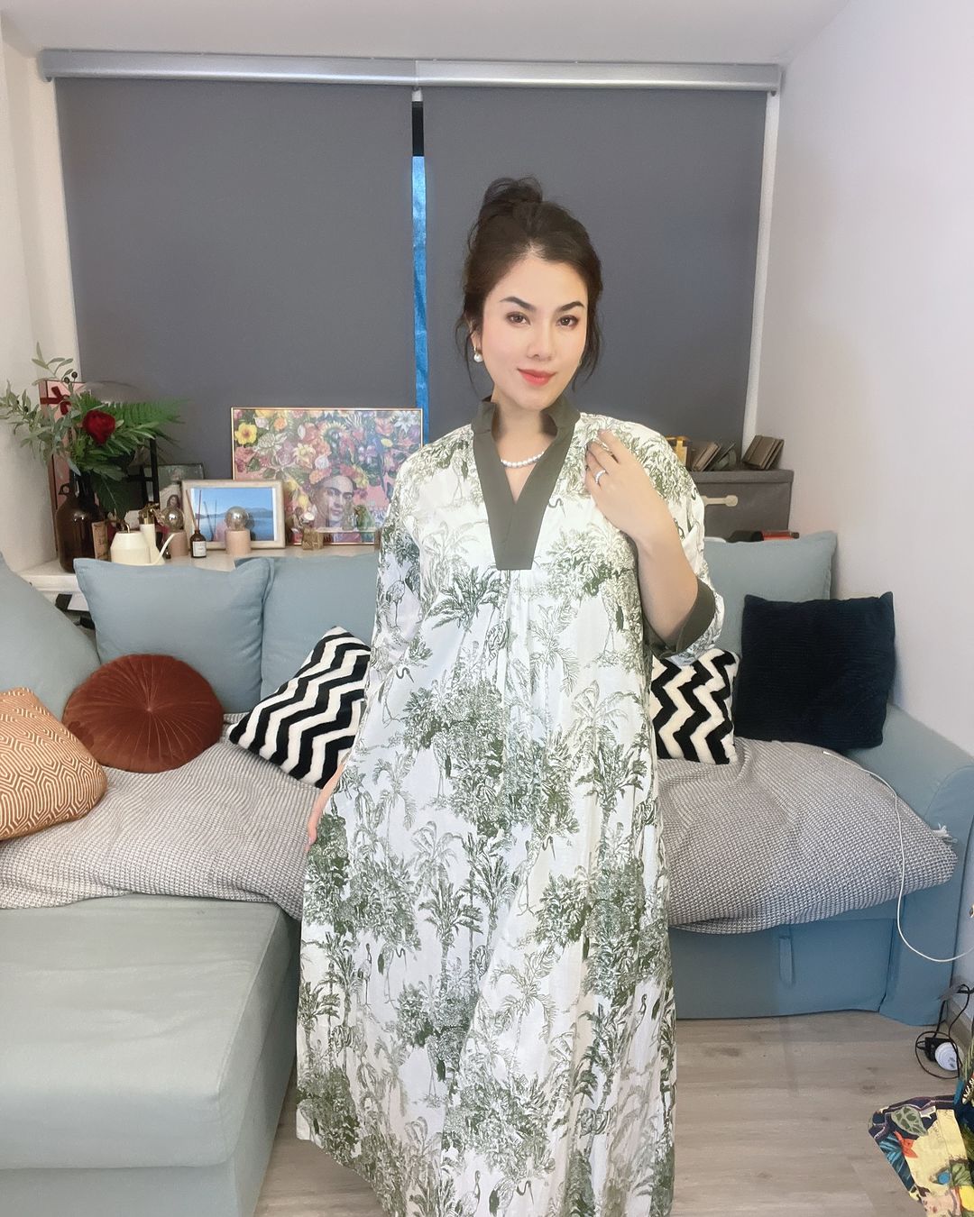 Green Maharani Style Long Dress