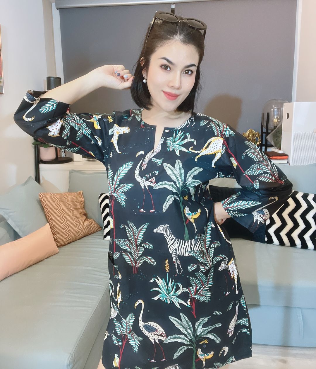Black Floral sleeve dress