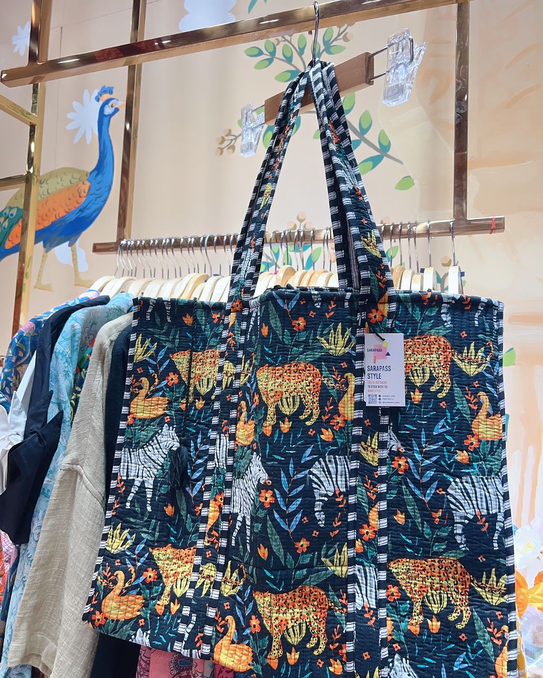 Blue Tiger Print Beach Bag