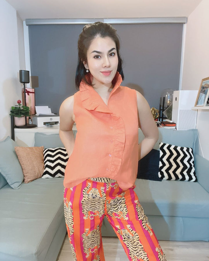 Orange Linen Top