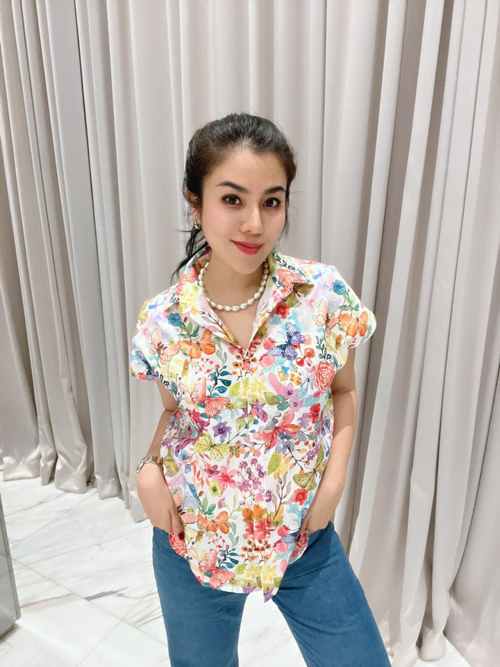 Flower Print Safari Shirt