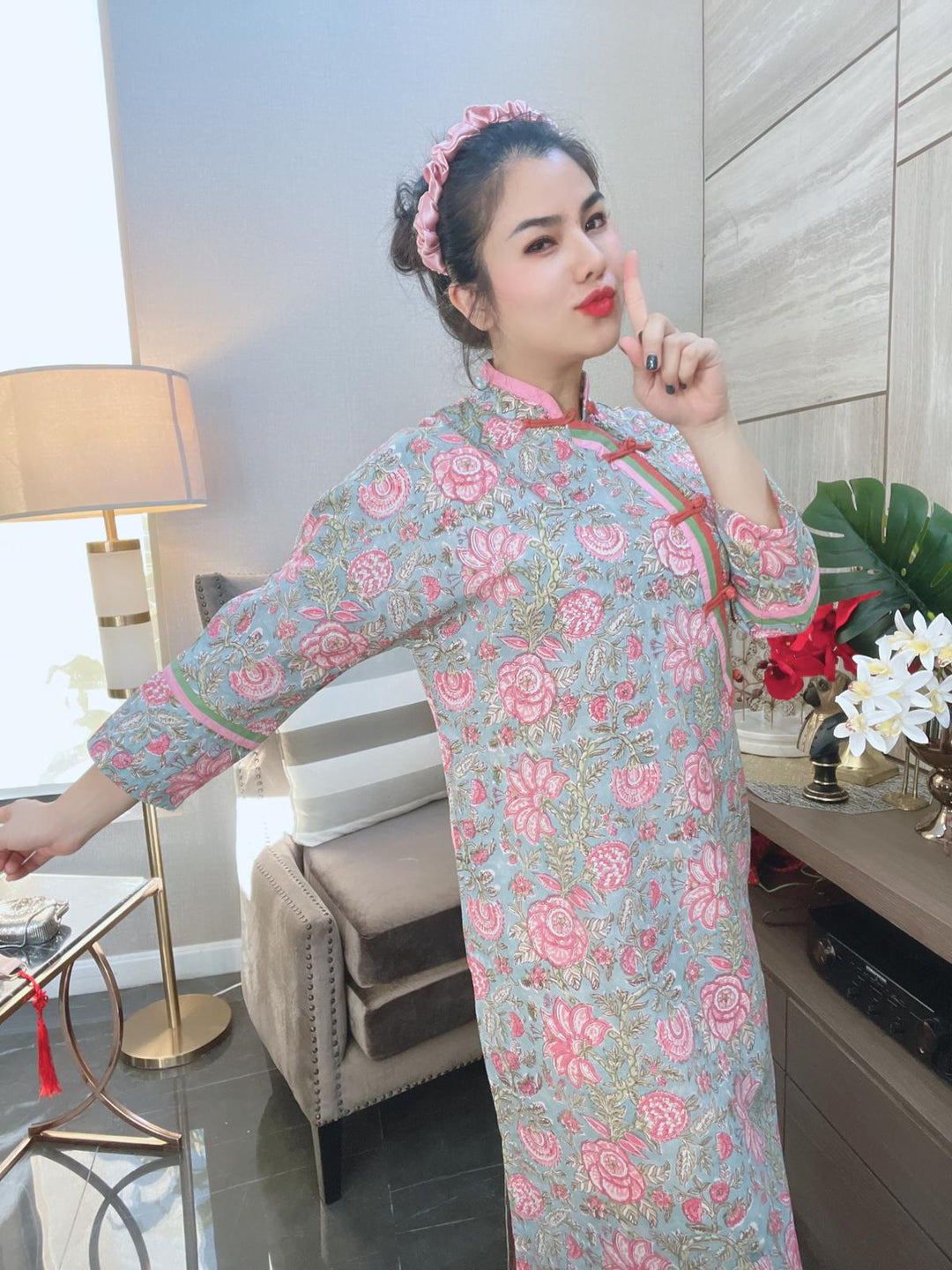 Pink Cheongsam dress