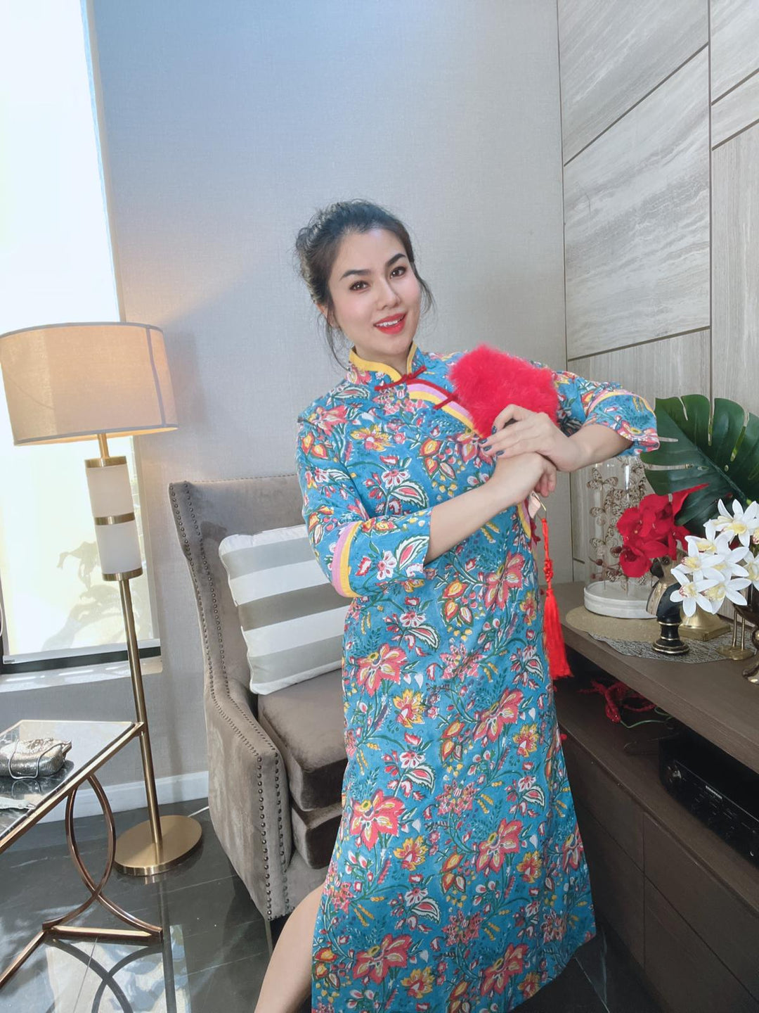 Blue Cheongsam dress