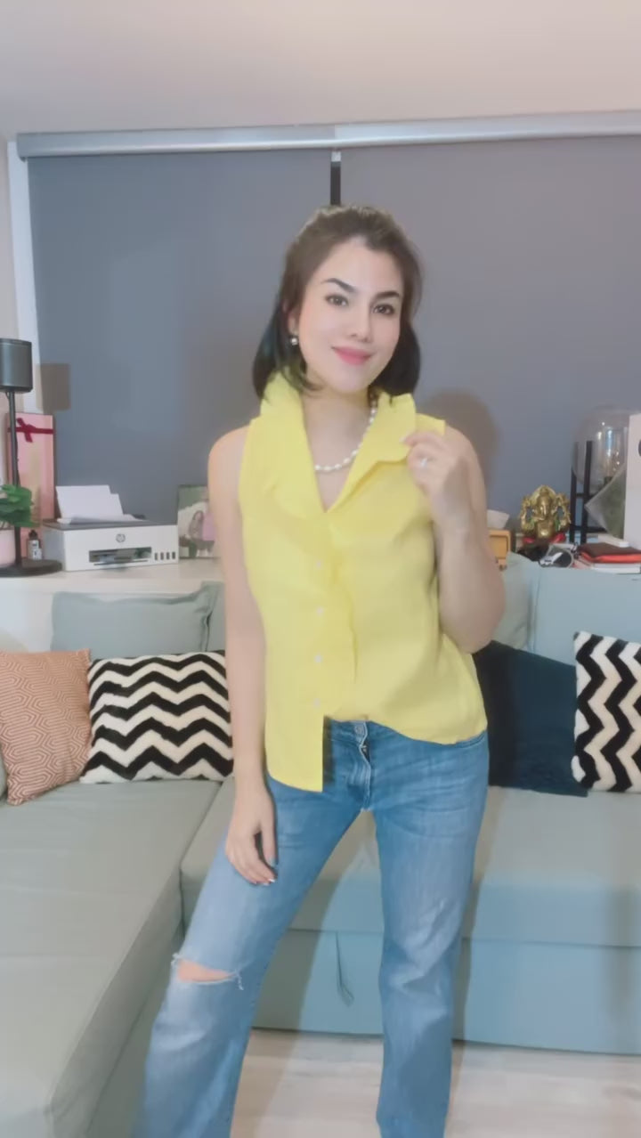 Yellow Linen Top For Women