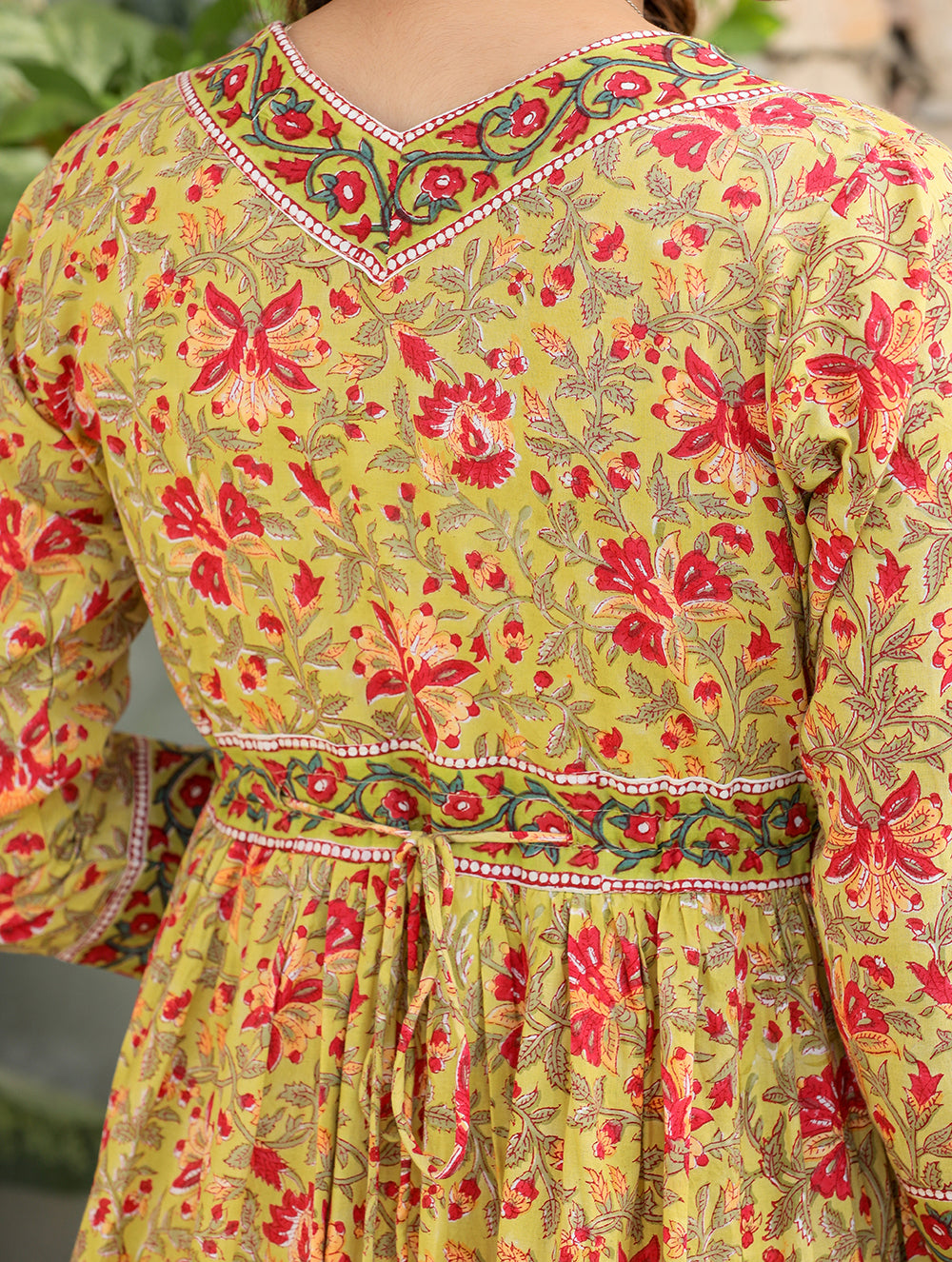 Stylish Mustard Printed Cotton Handblock Dress