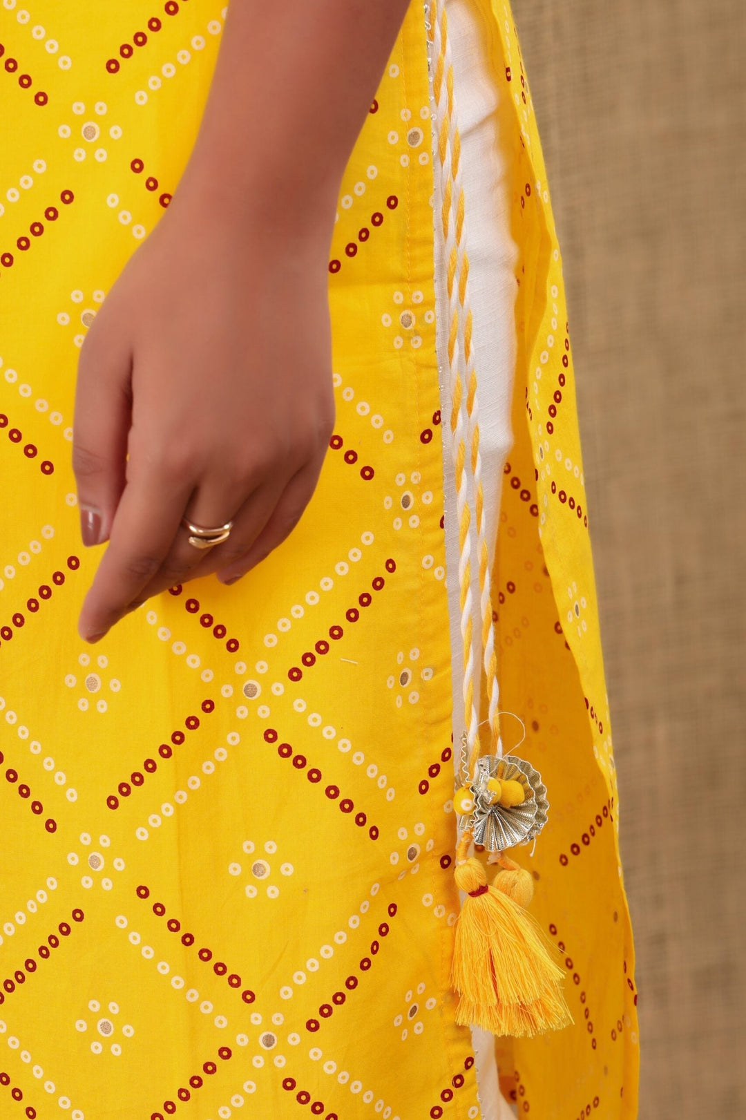 Yellow Bandhej Kurta Pant Set