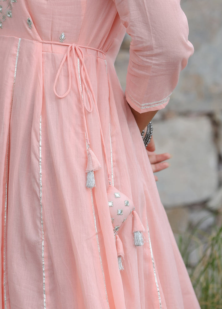 Pink Mirror Embroidered Ethnic Gown