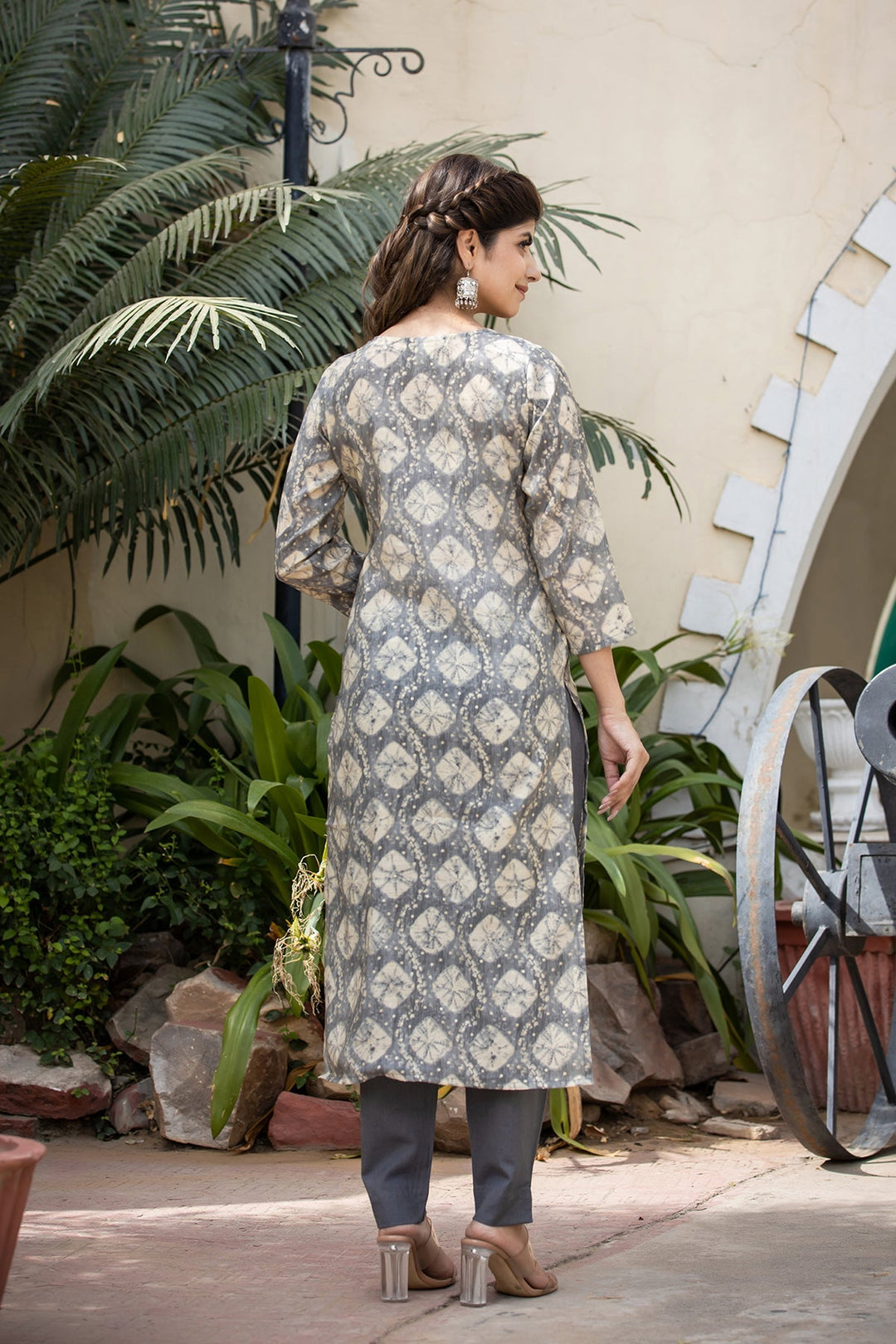 Grey Modal Silk Suit Set