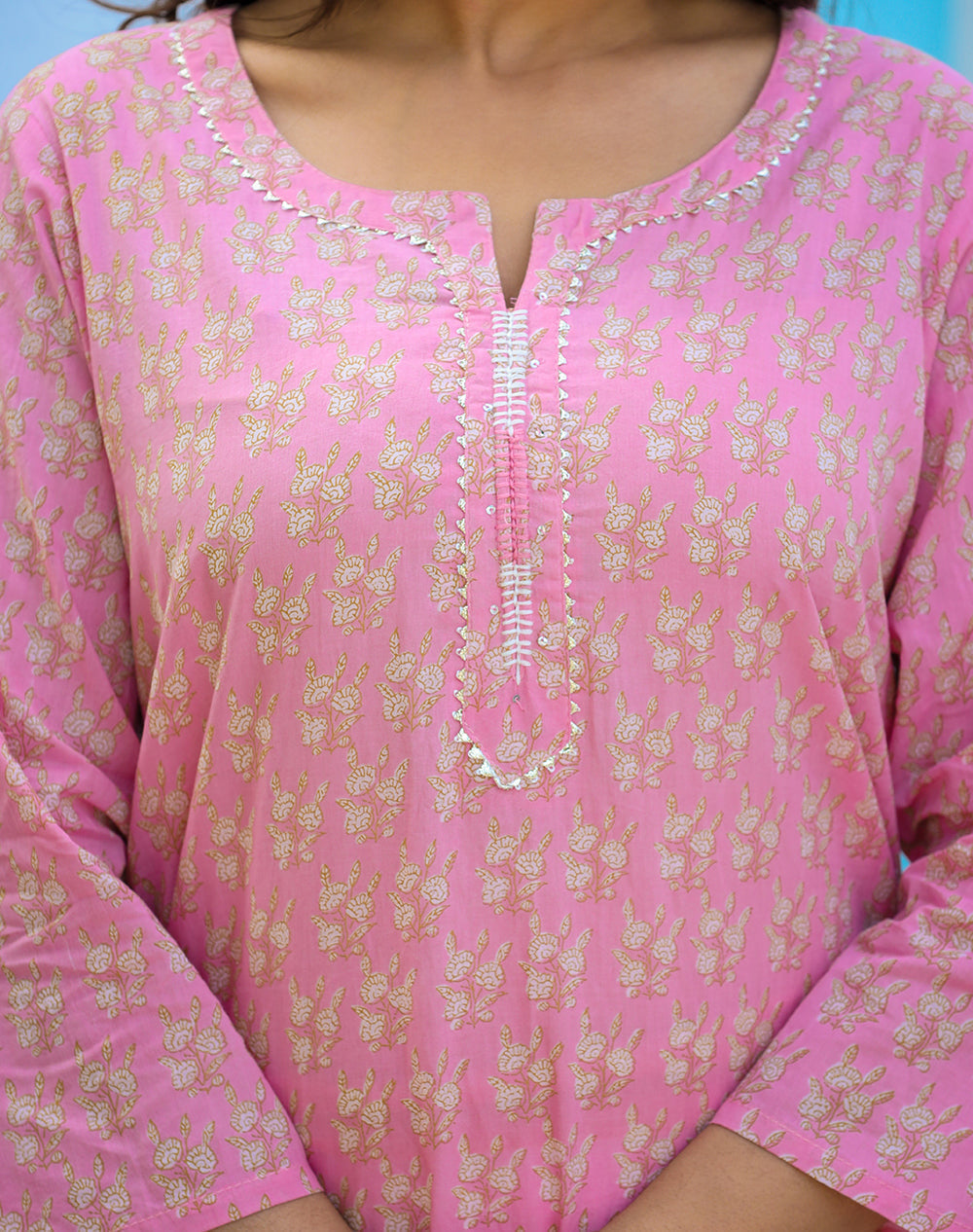 Purple Floral Printed Cotton Kurta