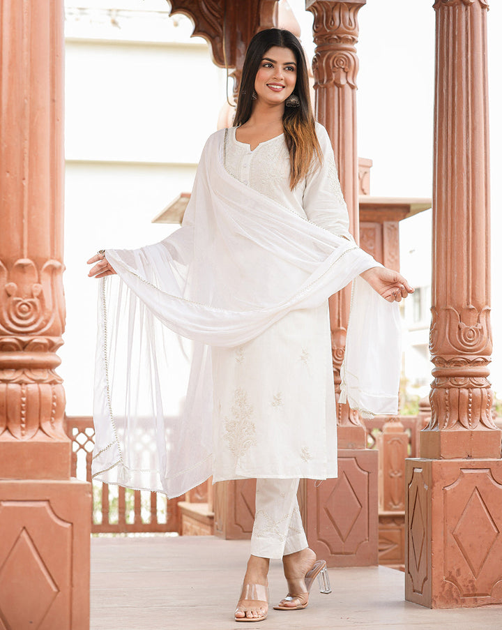 Off White Chikankari Salwar Suit