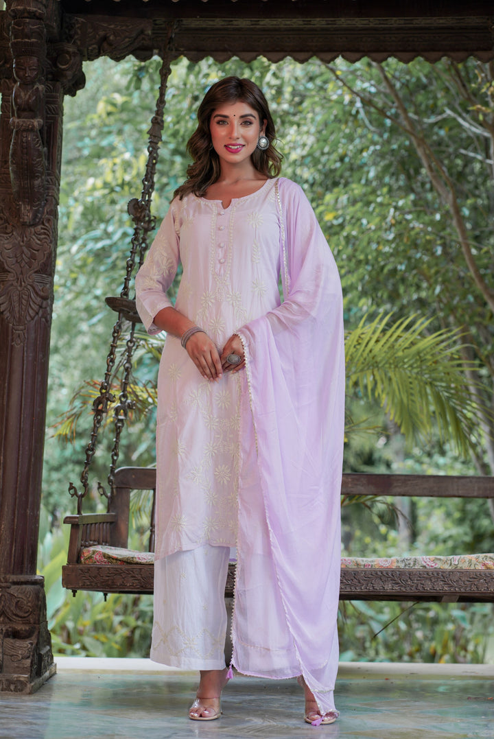 Purple Lucknow Chikankari Suit Set
