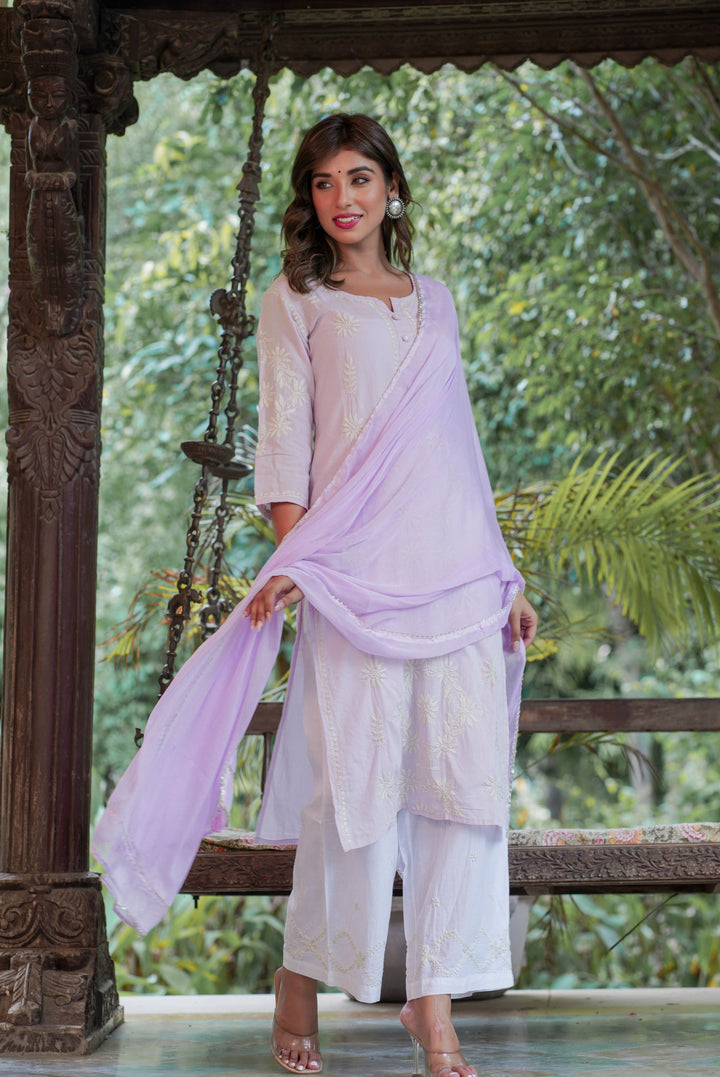 Purple Lucknow Chikankari Suit Set