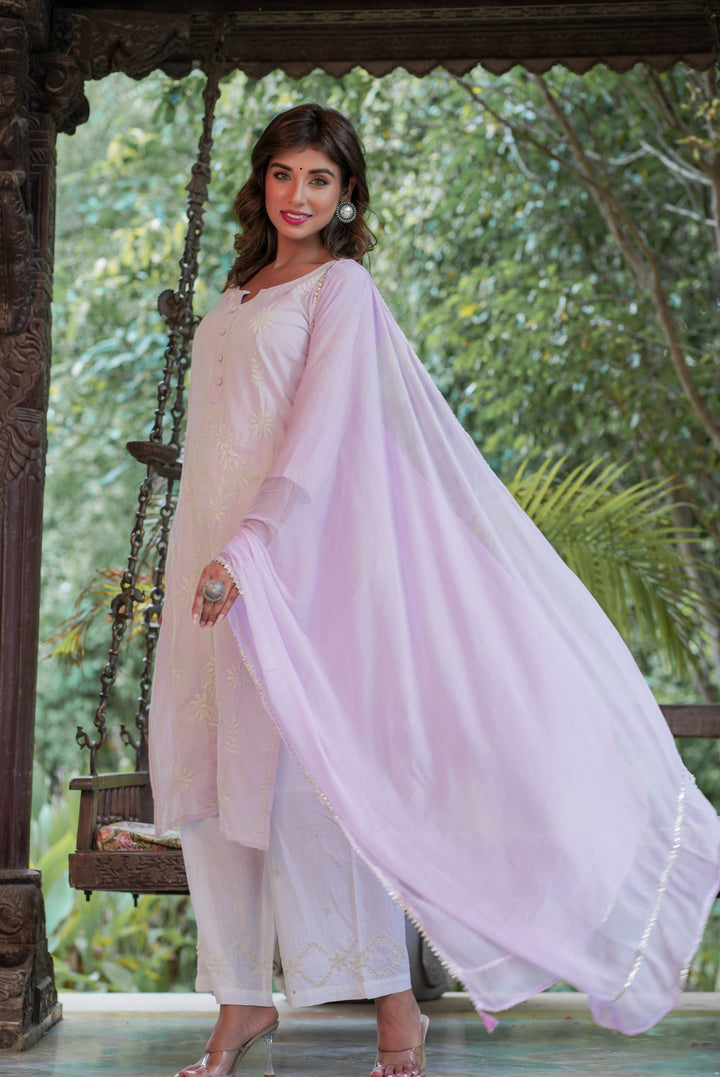 Purple Lucknow Chikankari Suit Set