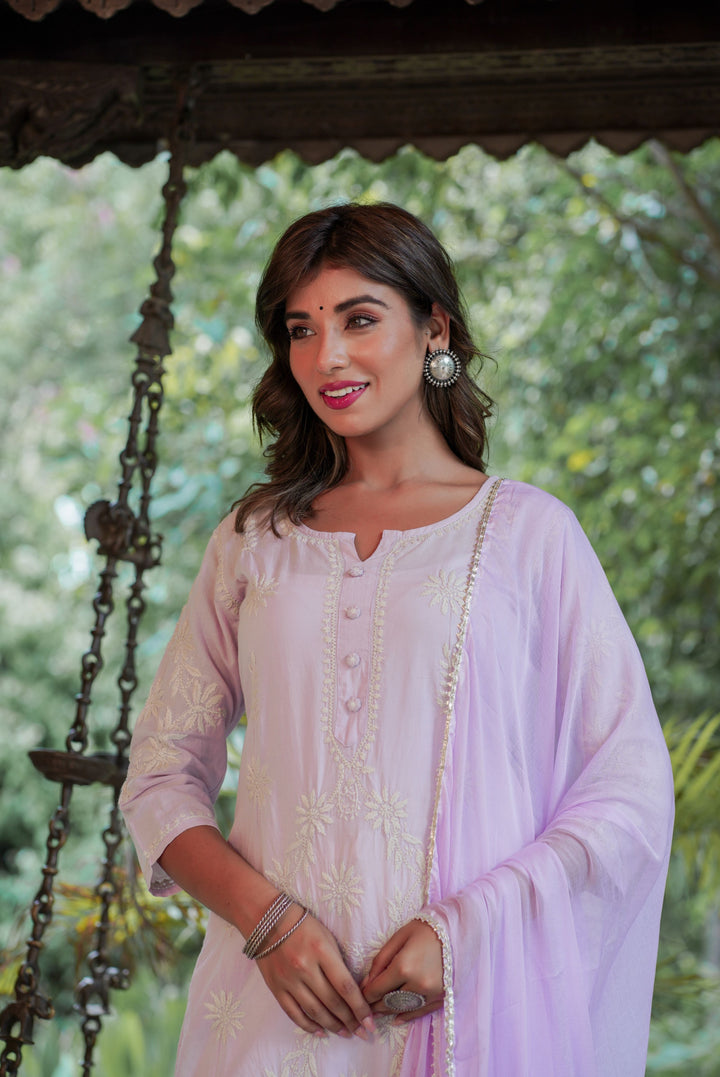 Purple Lucknow Chikankari Suit Set
