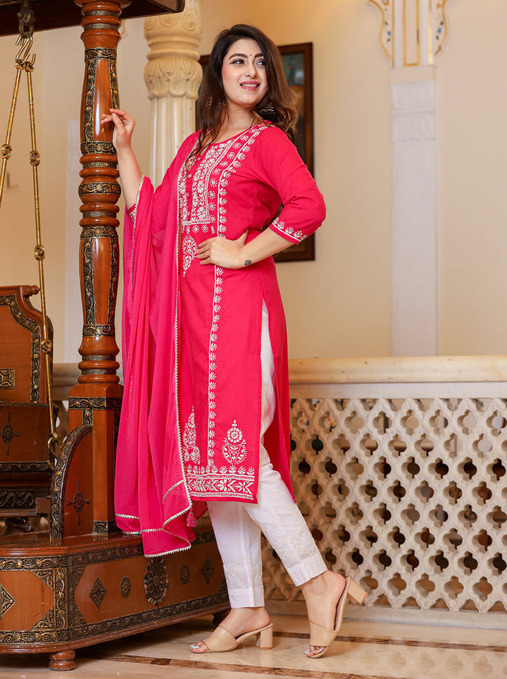 Pink Chikankari Salwar Set
