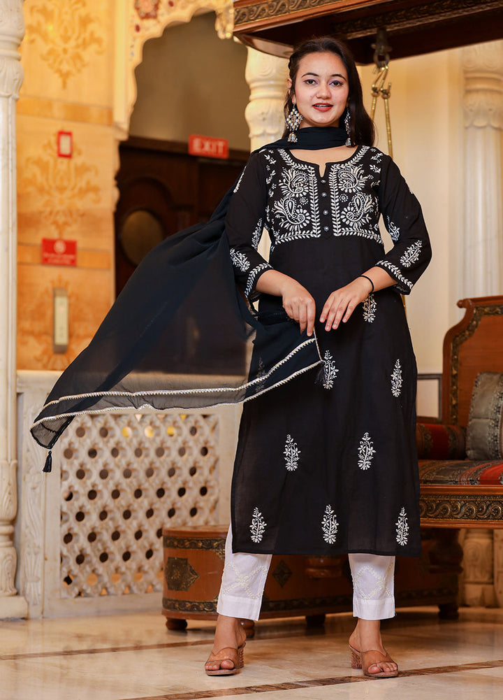 Black Chikankari Suit Set