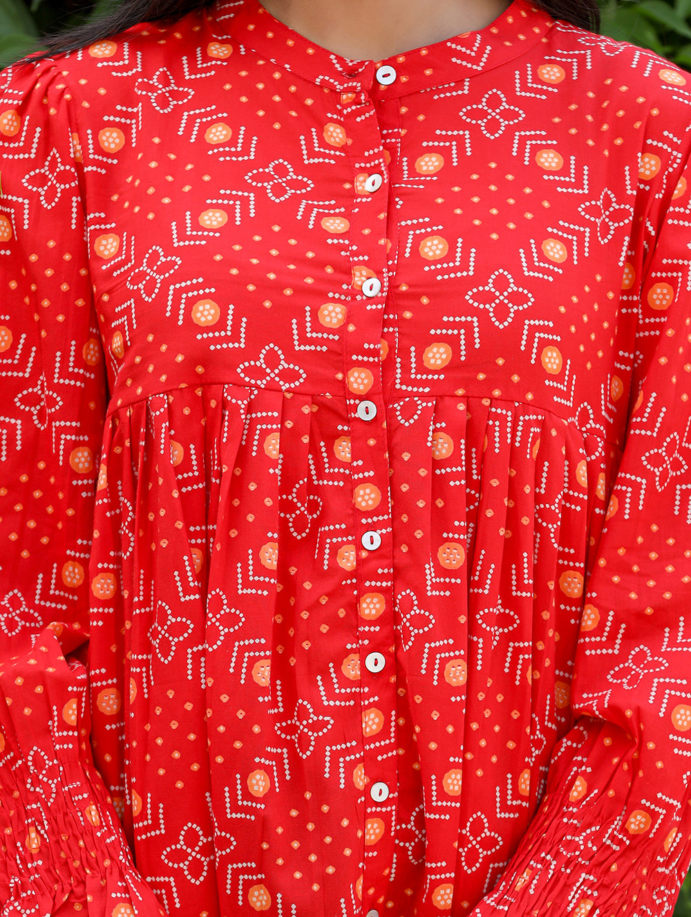 Red Printed Cotton Top