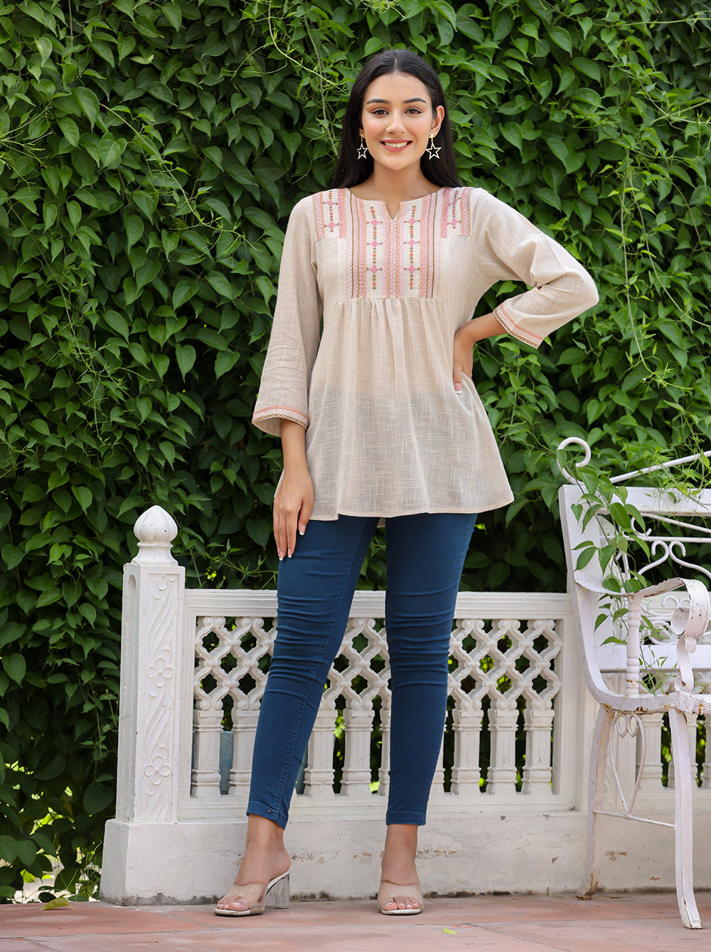 Ivory Solid Cotton Top