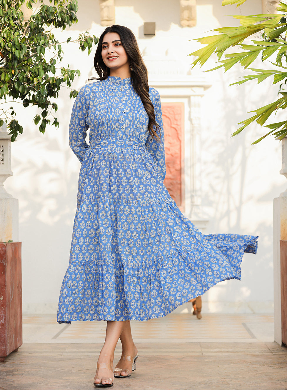 Premium Blue Delight Handblock Dress