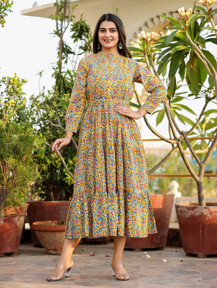 Sunshine Yellow Handblock Dress