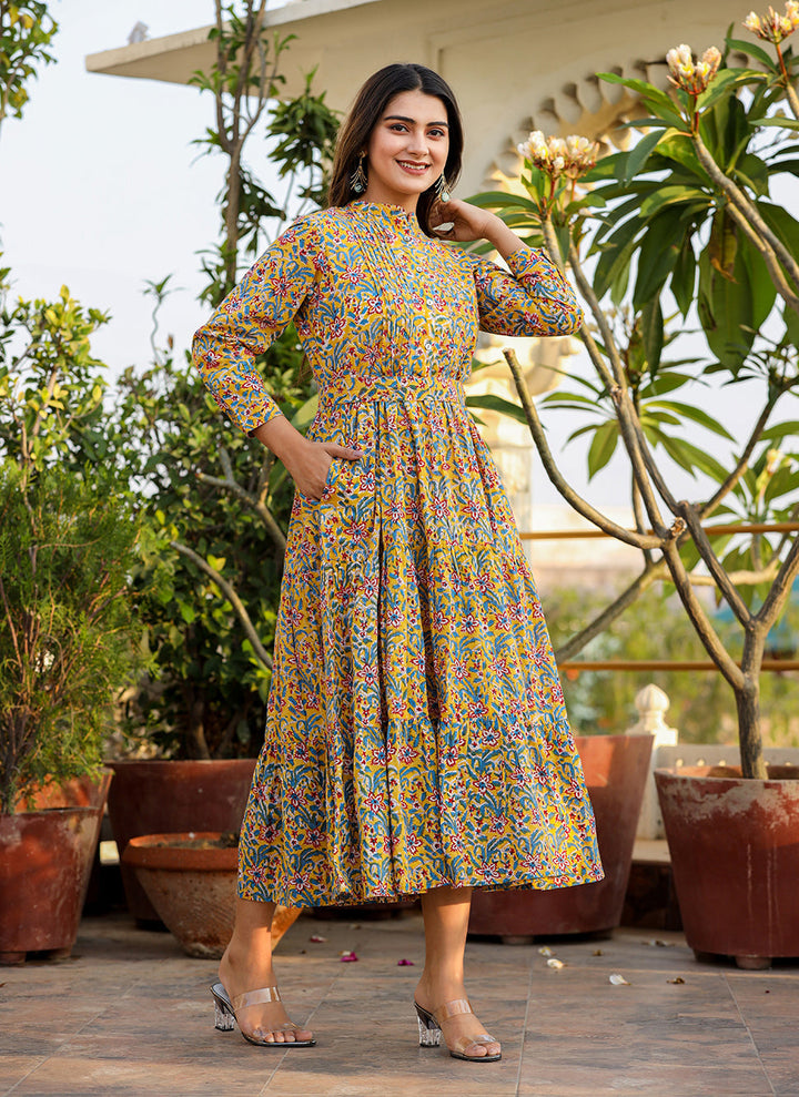 Sunshine Yellow Handblock Dress