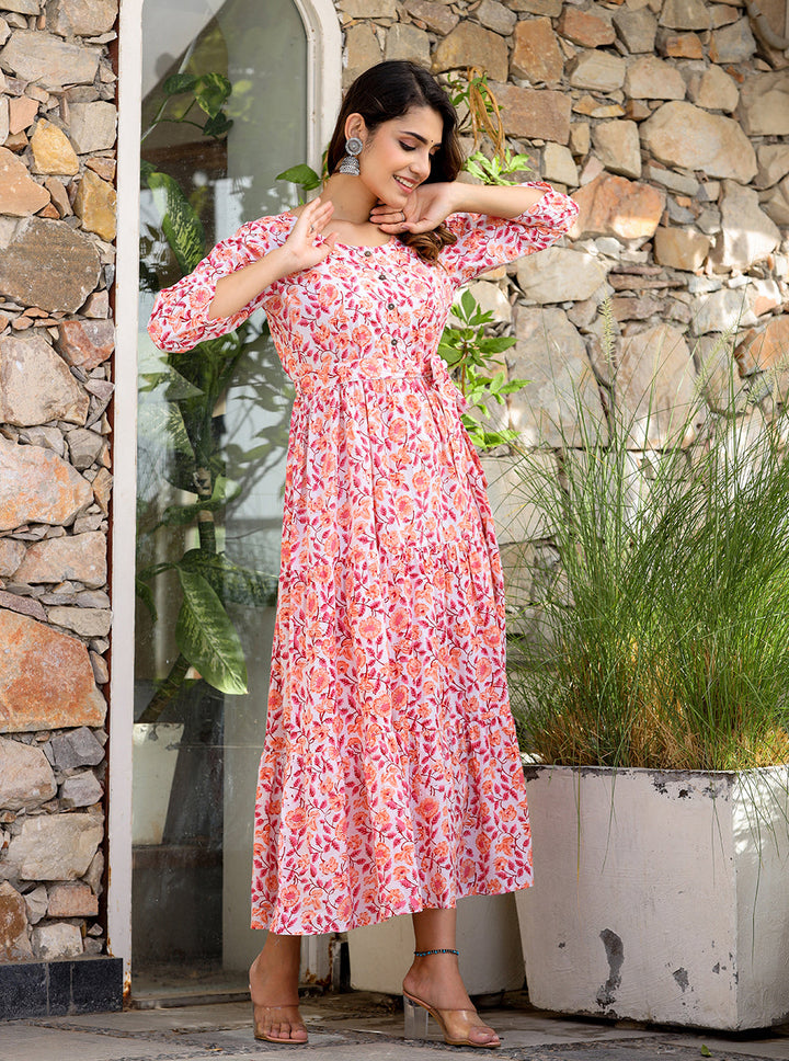 Classic Orange Handblock Dress