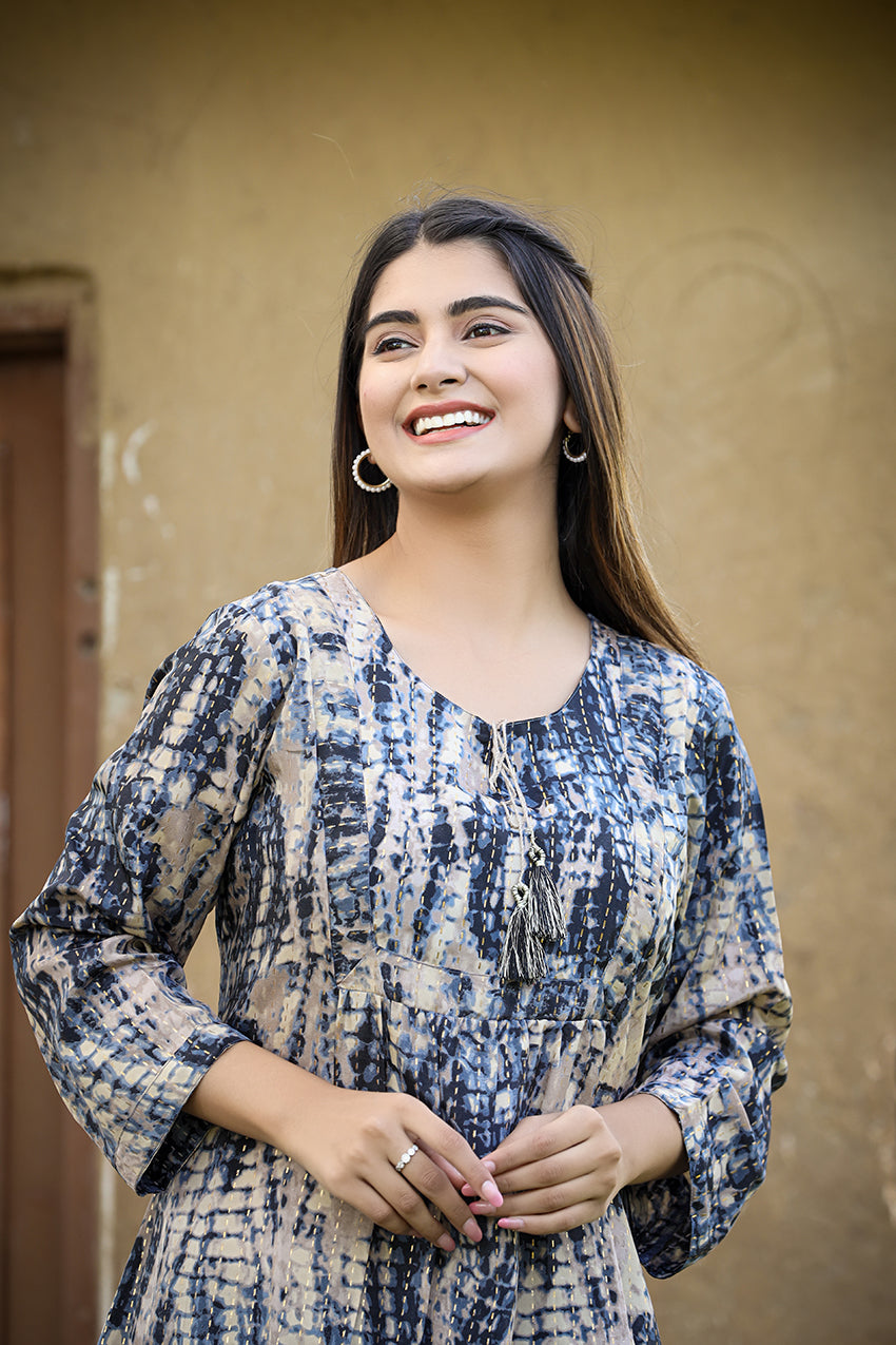 Blue Tie-Dye Cotton Top